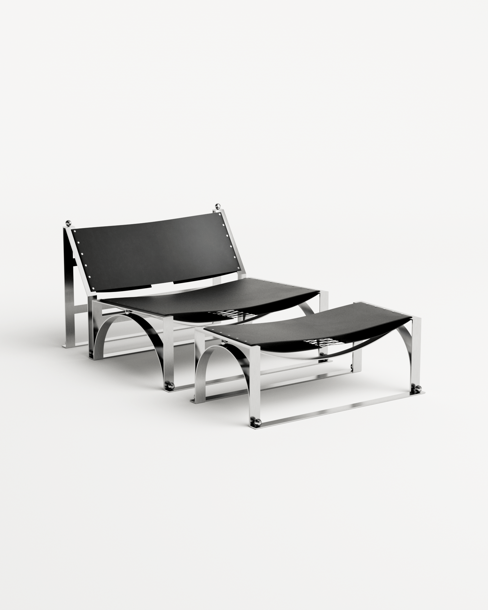 Necchi Architecture Ray Lounge Chair and Ottoman for Monde Singulier