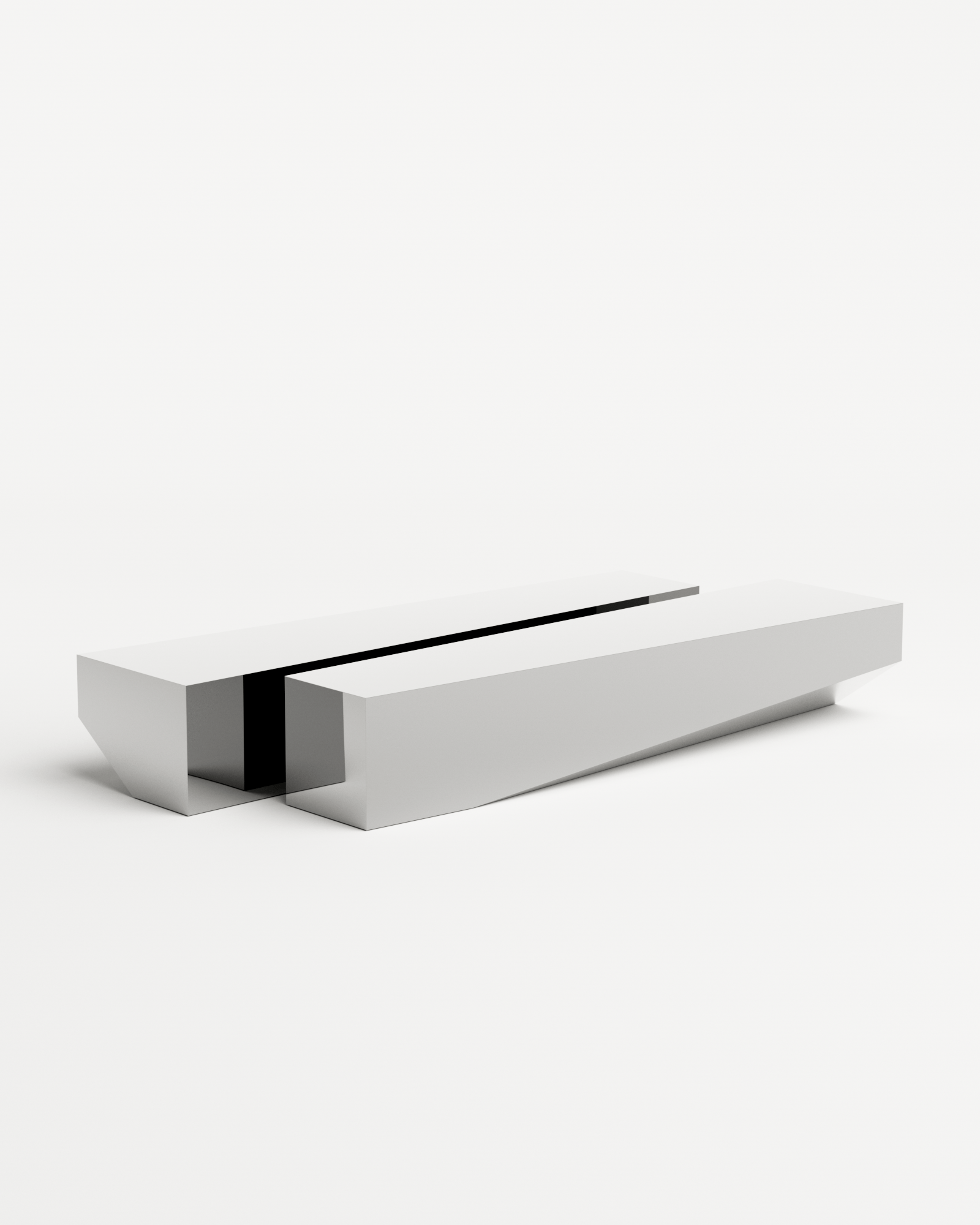 Bevel Bench - Chrome Mirror, Undum and Bevel, Hadge 