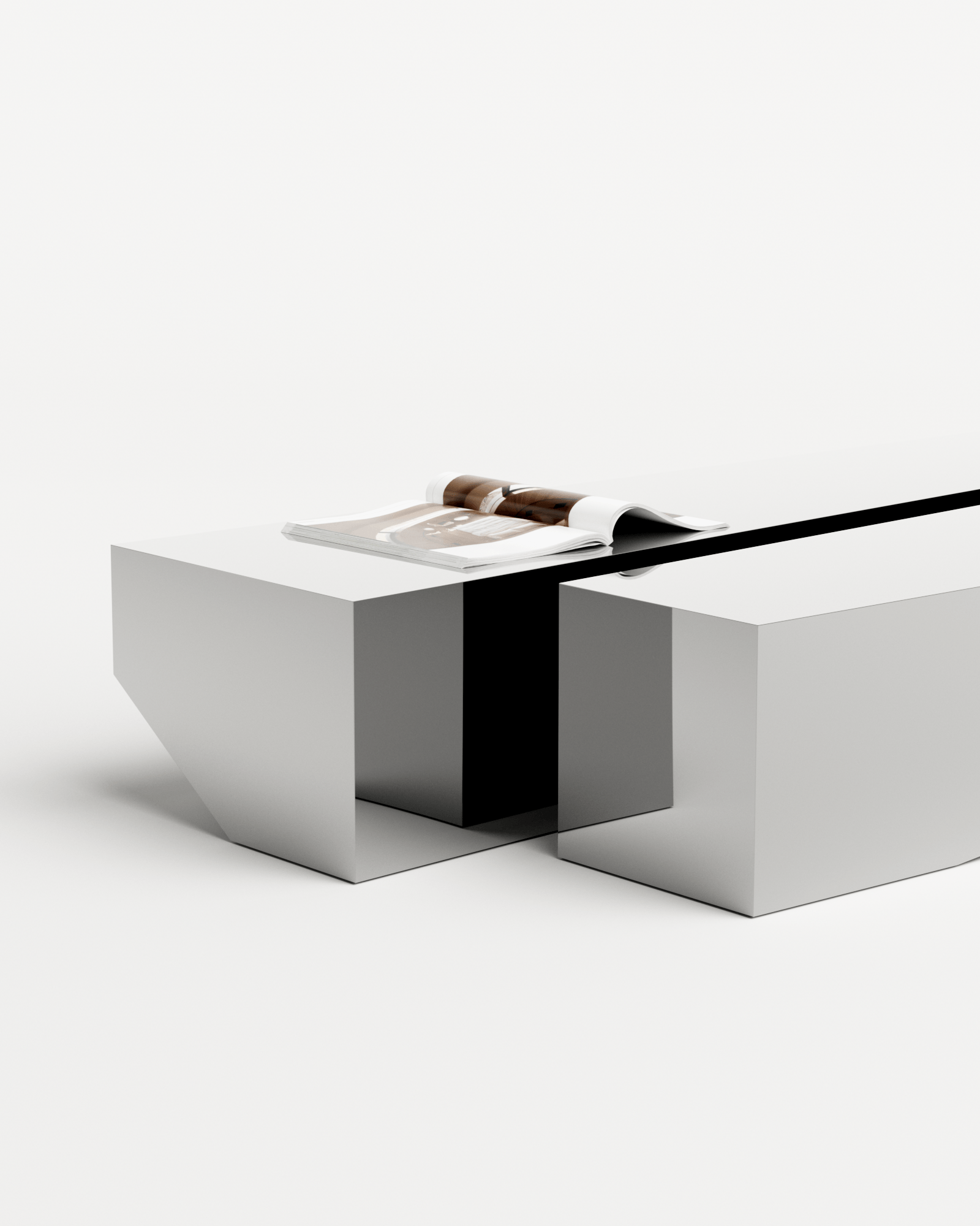 Bevel Bench - Chrome Mirror, Undum and Bevel, Hadge 