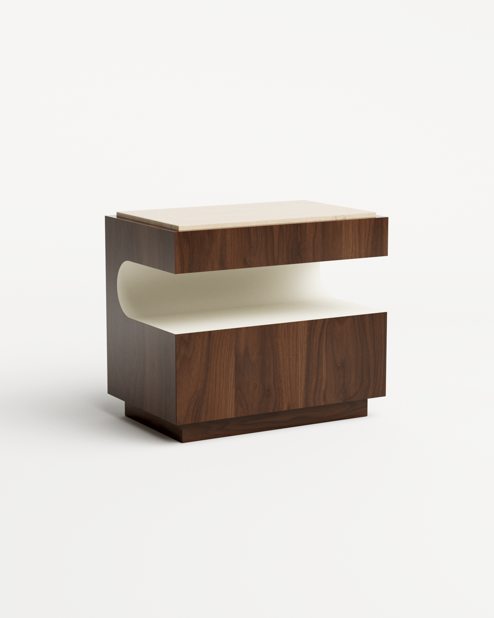 Dolci by Fabrice Juan, made of Lacquer and Wood , Walnut & Travertine Top version, picture 1