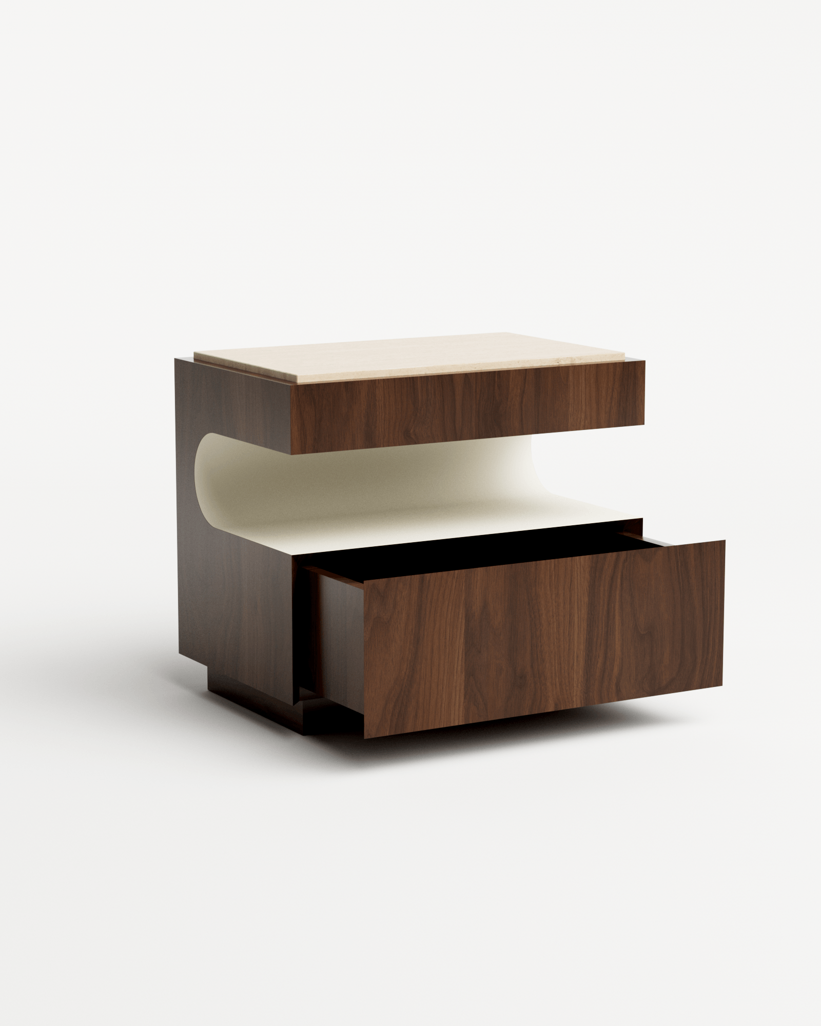 Dolci by Fabrice Juan, made of Lacquer and Wood , Walnut & Travertine Top version, picture 2