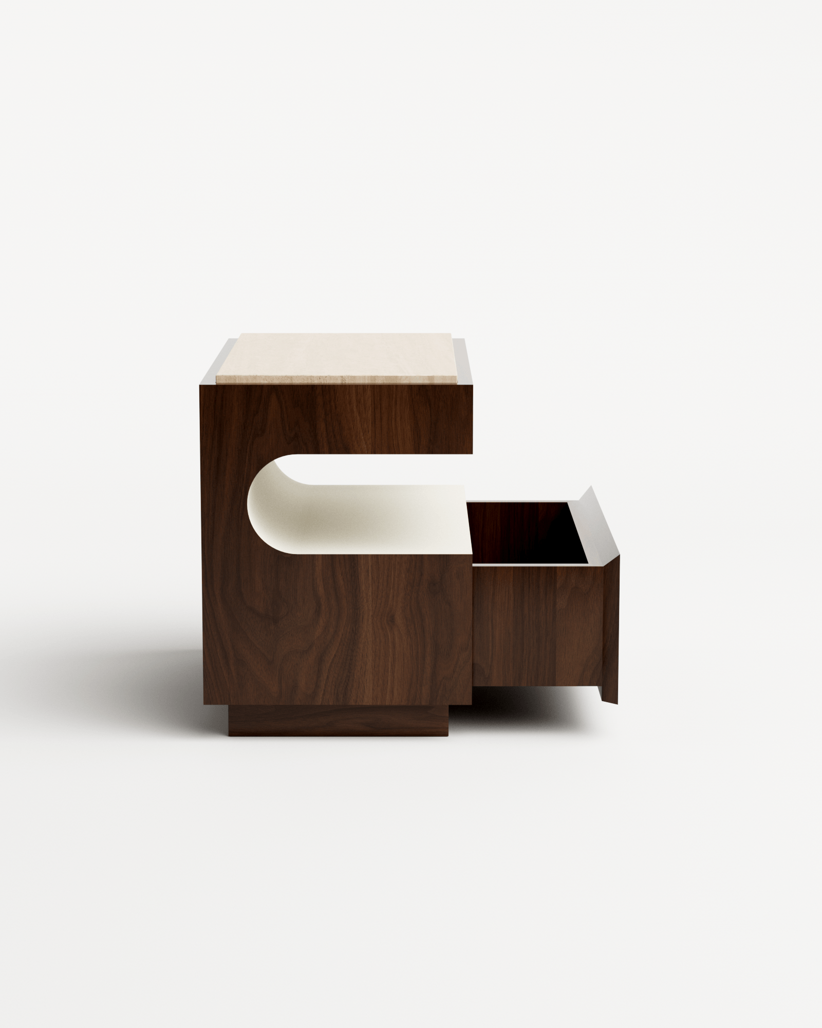 Dolci by Fabrice Juan, made of Lacquer and Wood , Walnut & Travertine Top version, picture 4