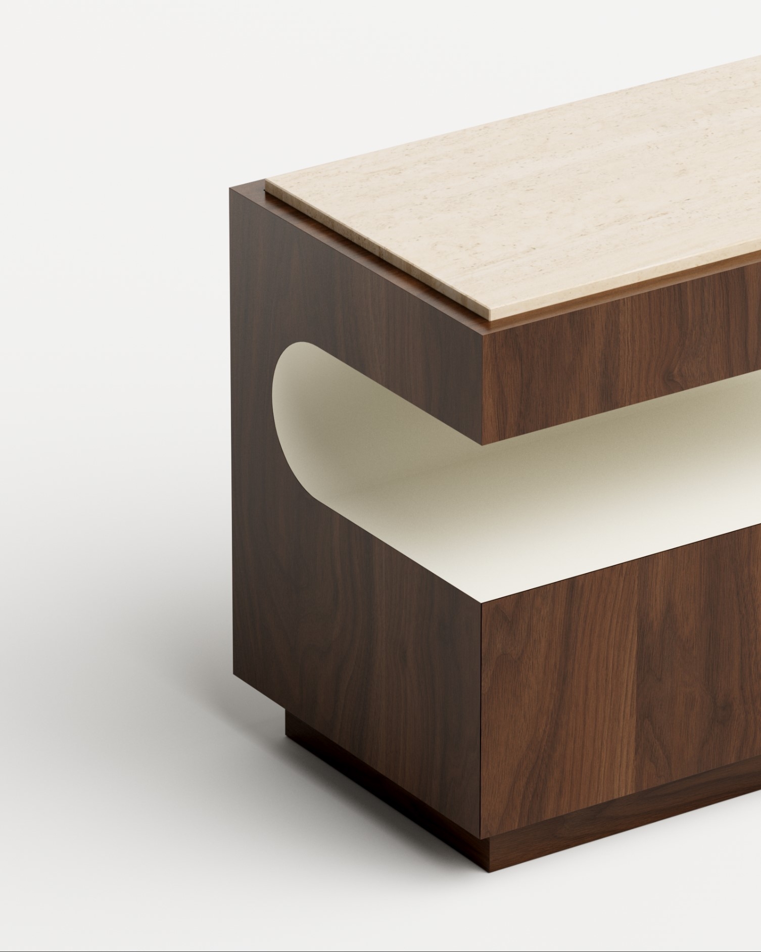 Dolci by Fabrice Juan, made of Lacquer and Wood , Walnut & Travertine Top version, picture 7