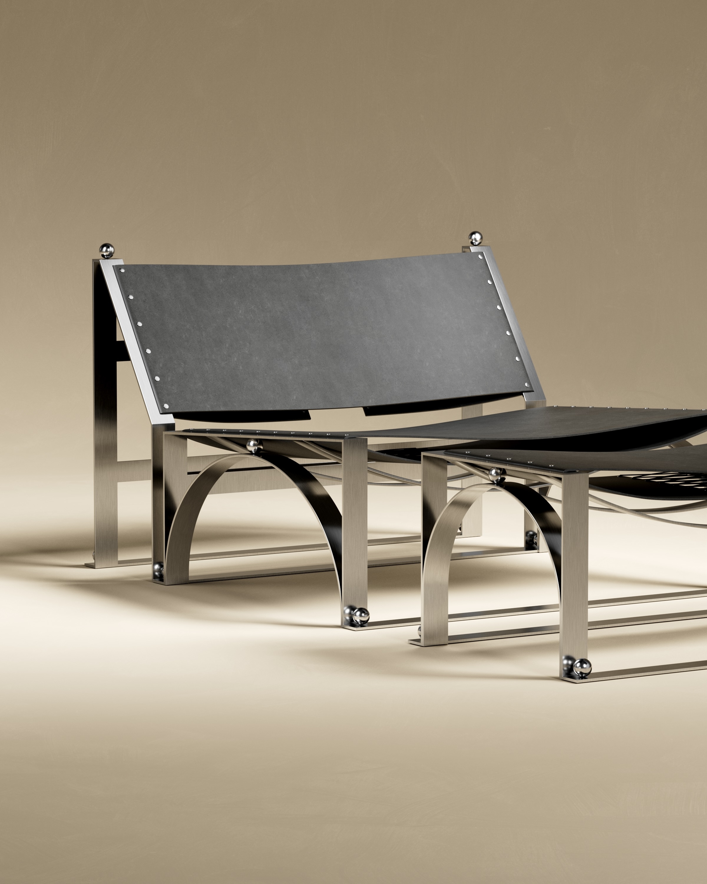 Ec8 by Necchi Architecture, made of Leather and Brushed Stainless Steel, Black version, picture 4