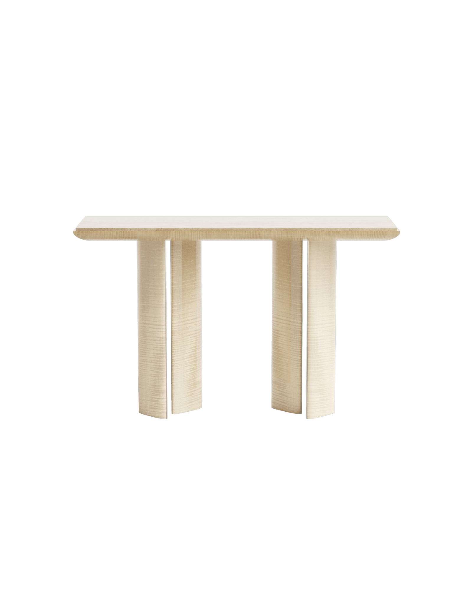 Console by Tatjana von Stein - waved sycamore base with marble top, Mise en Scène collection