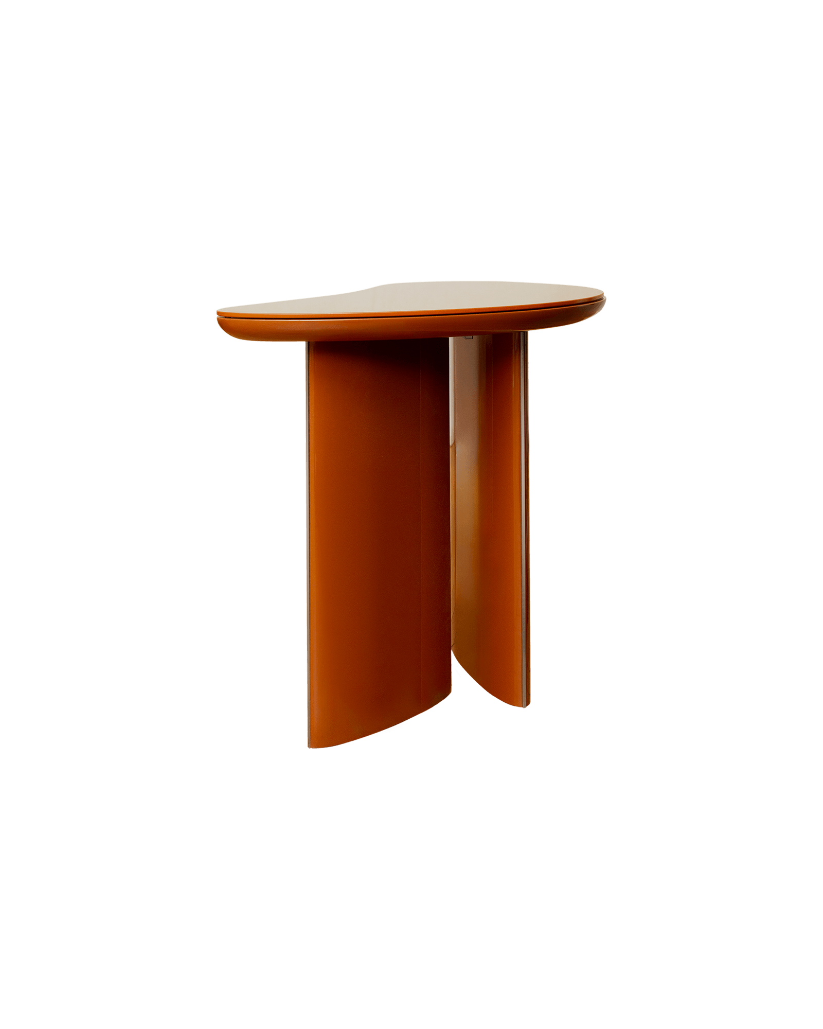 Pointe Side Table in lacquer by Tatjana von Stein - kidney-shaped top, burnt orange high-gloss base