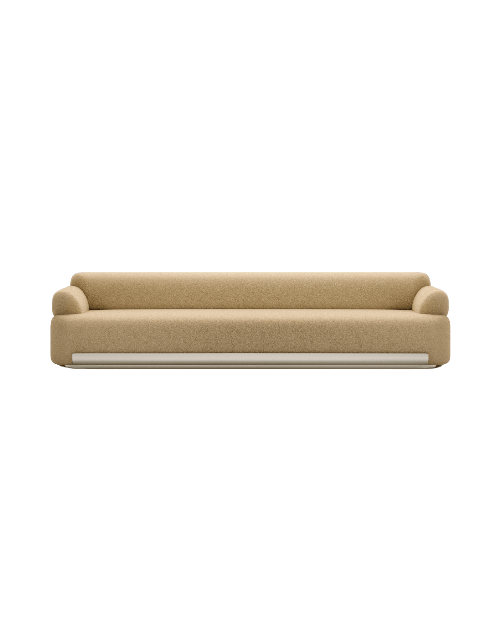Straight Sofa (medium) by Tatjana von Stein - off-white bouclé, low-profile form, continuous curved armrests