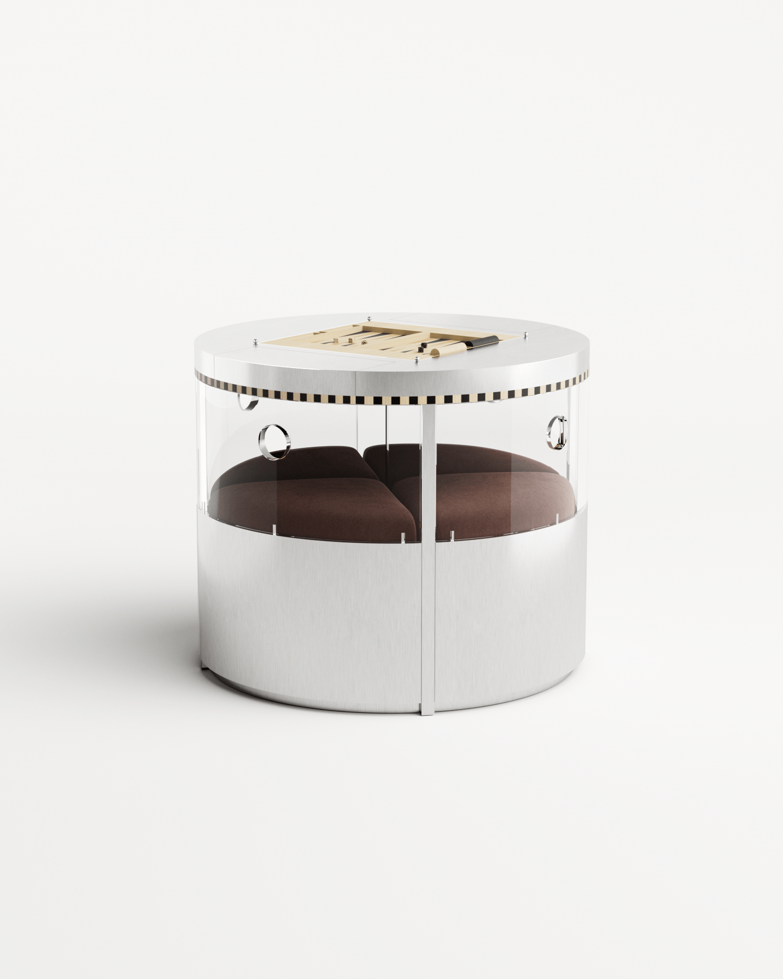 Ec8 by Necchi Architecture, made of Brushed Stainless Steel and Wood, Burgundy version, picture 0