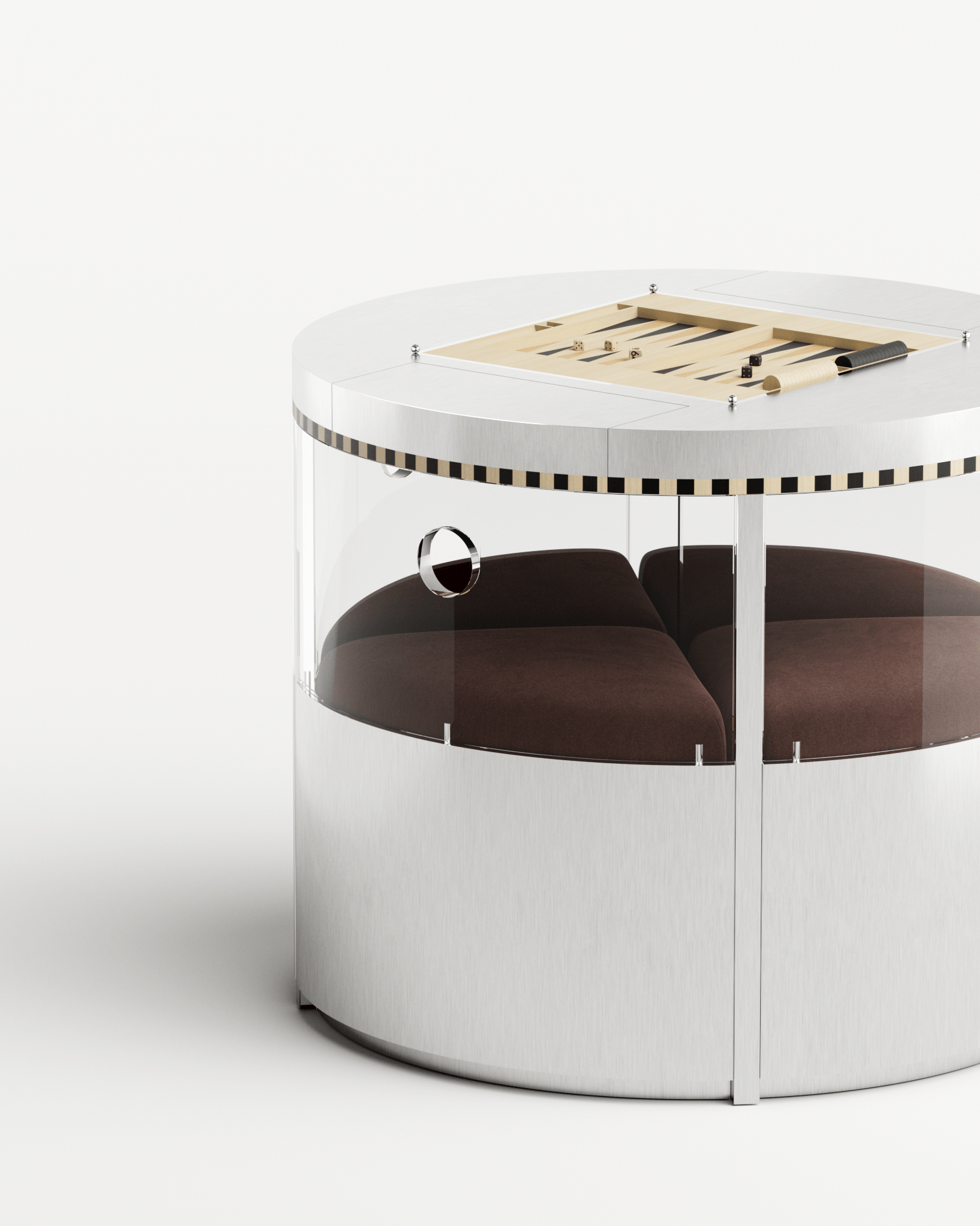 Ec8 by Necchi Architecture, made of Brushed Stainless Steel and Wood, Burgundy version, picture 4