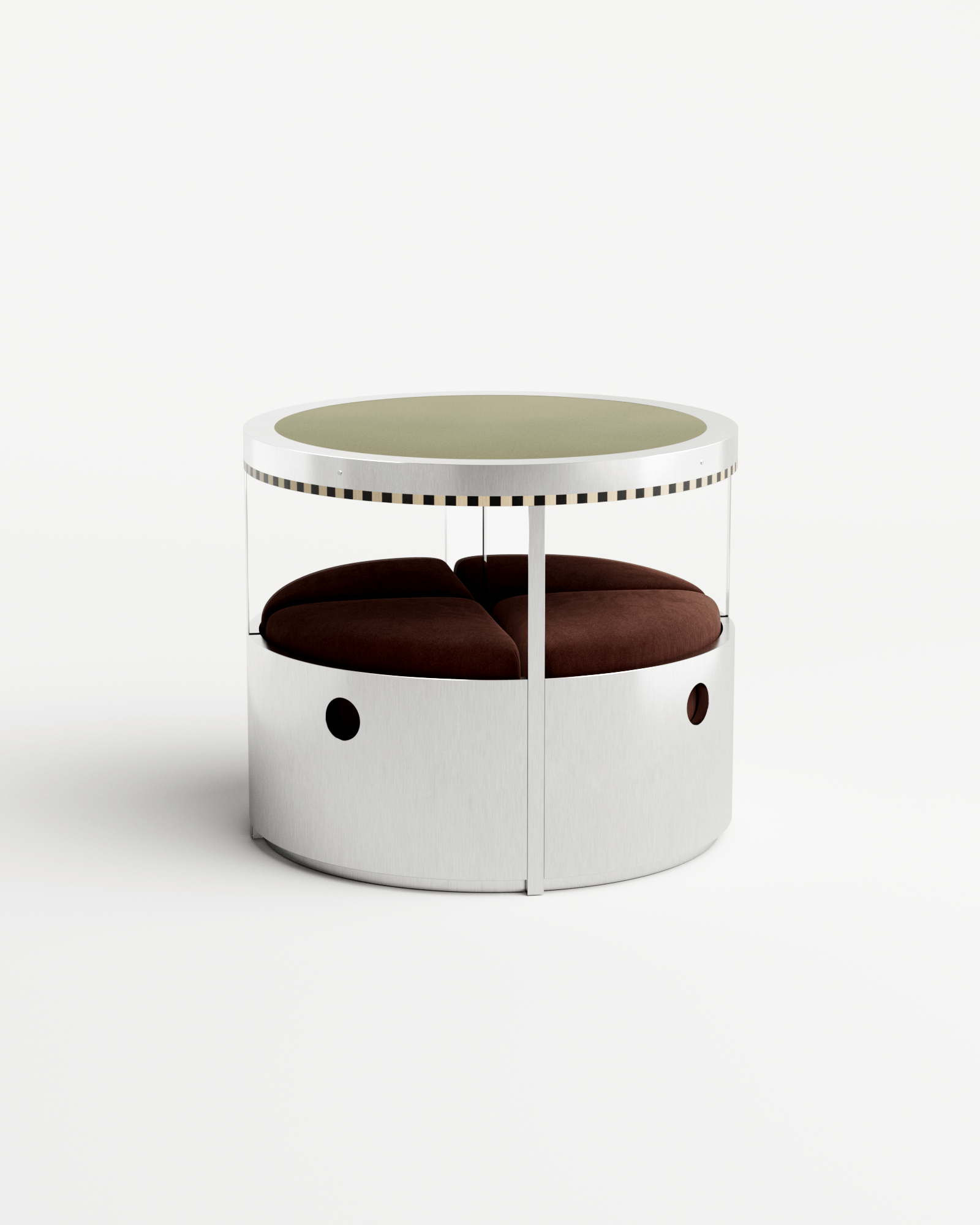 Ec8 by Necchi Architecture, made of Brushed Stainless Steel and Wood, Burgundy version, picture 0