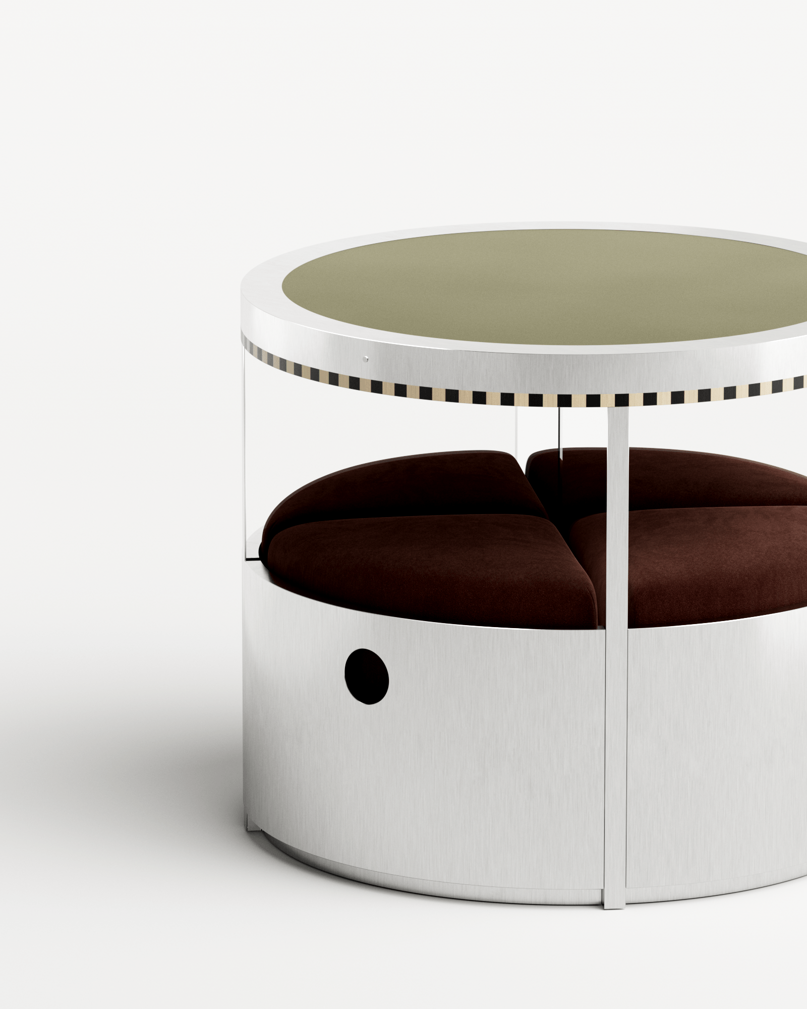 Ec8 by Necchi Architecture, made of Brushed Stainless Steel and Wood, Burgundy version, picture 2