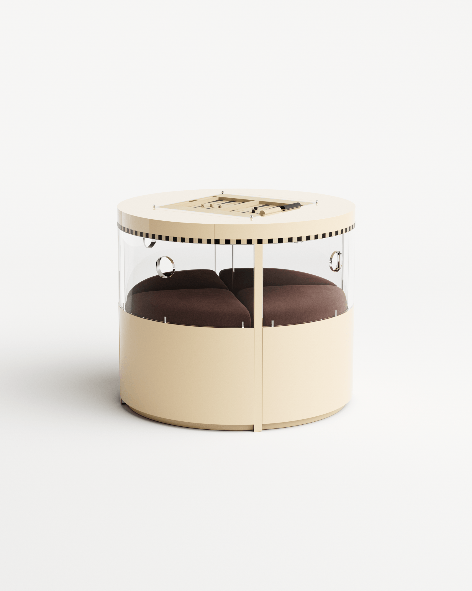 Ec8 by Necchi Architecture, made of Wood and Plexiglass, Lacquered Ivory / Burgundy version, picture 0