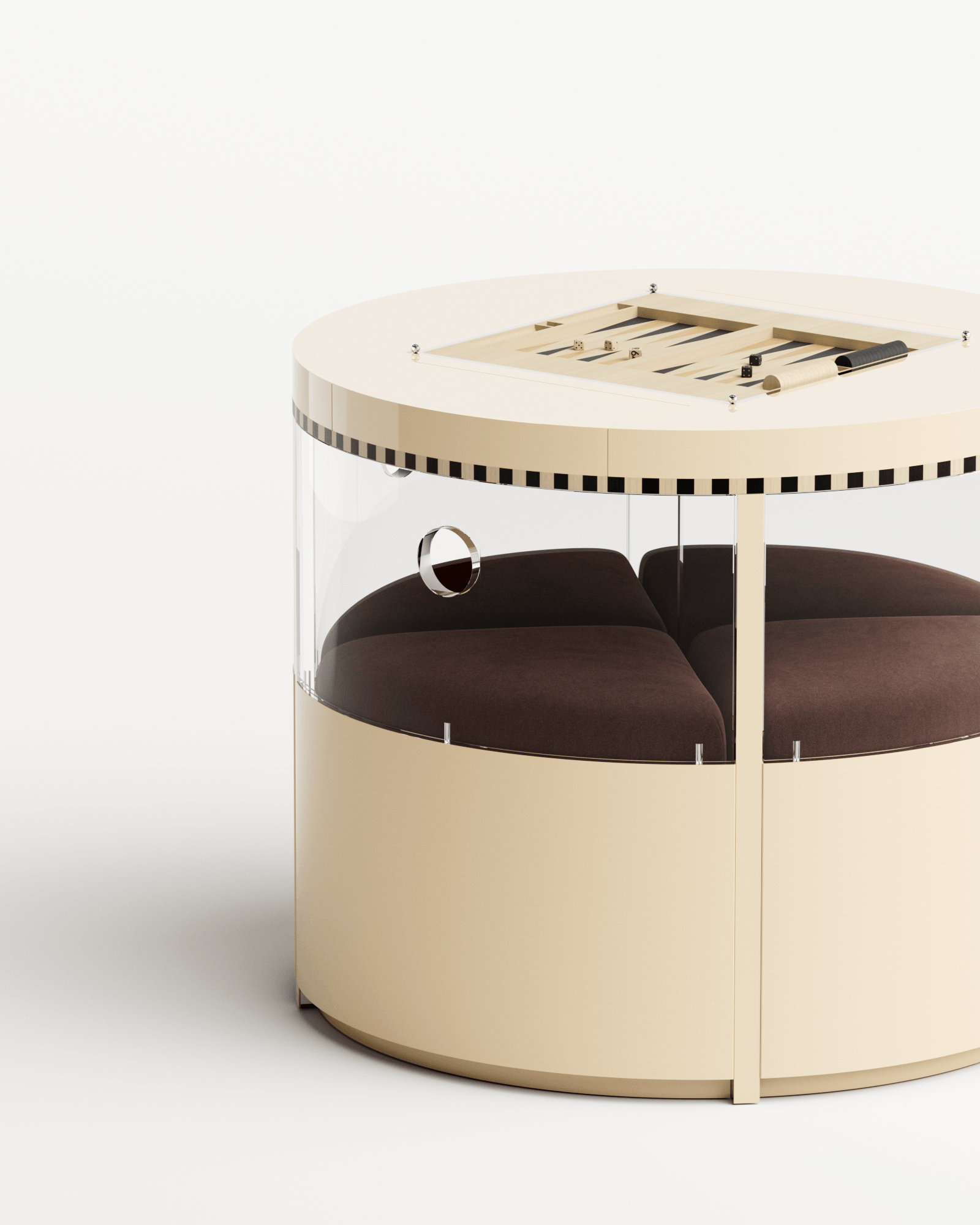 Ec8 by Necchi Architecture, made of Wood and Plexiglass, Lacquered Ivory / Burgundy version, picture 4