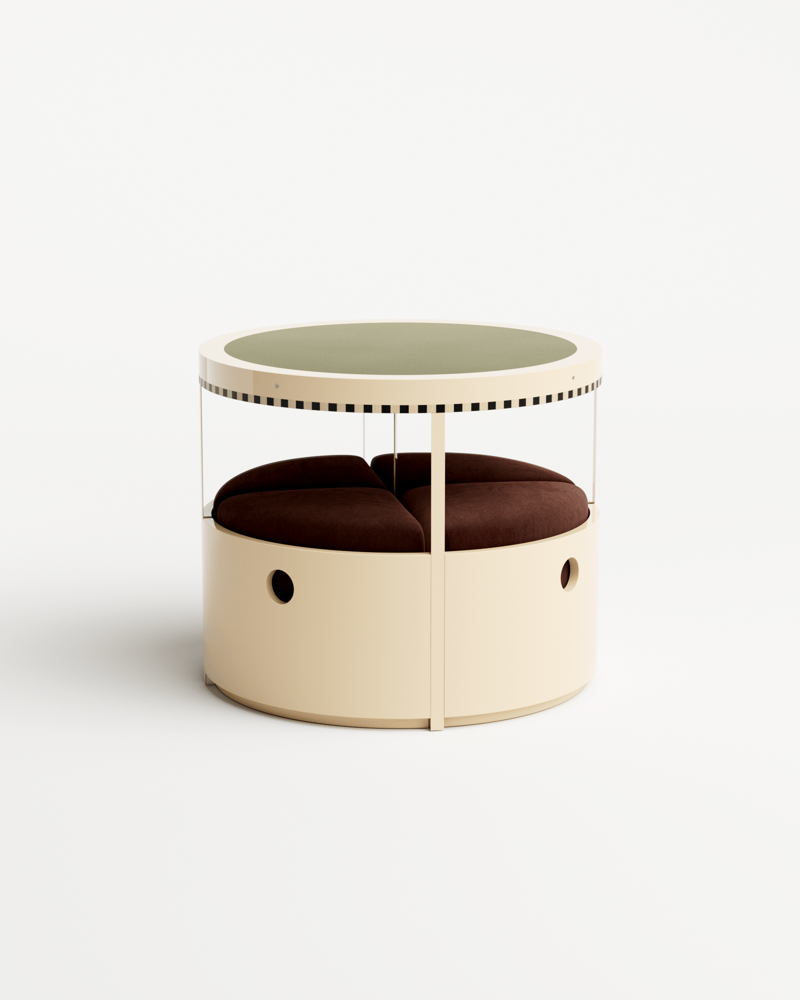 Ec8 by Necchi Architecture, made of Wood and Wood, Ivory Lacquer / Burgundy version, picture 0