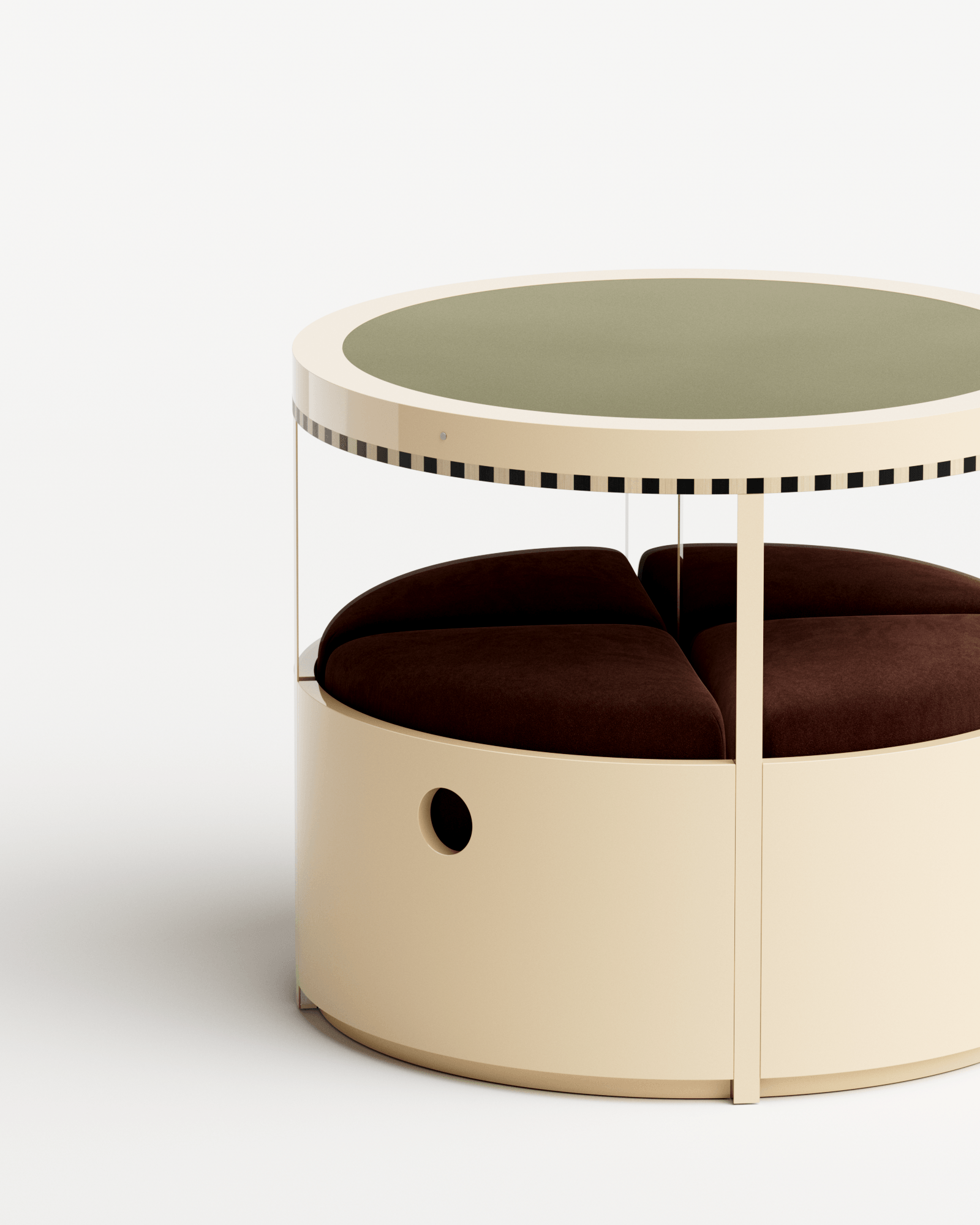 Ec8 by Necchi Architecture, made of Wood and Wood, Ivory Lacquer / Burgundy version, picture 2