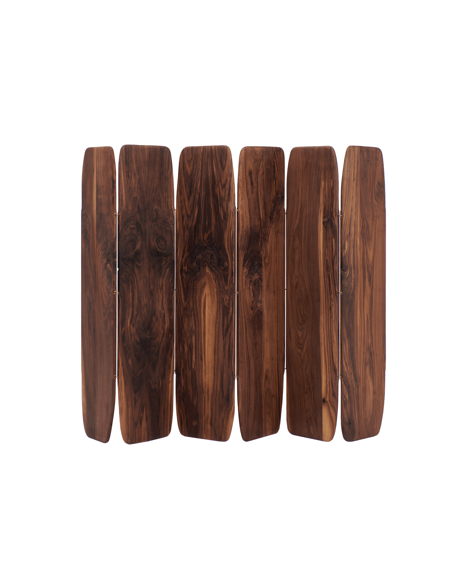 Madeira Room Divider by Project 213A - walnut burl room divider, seven panels, brass hinges