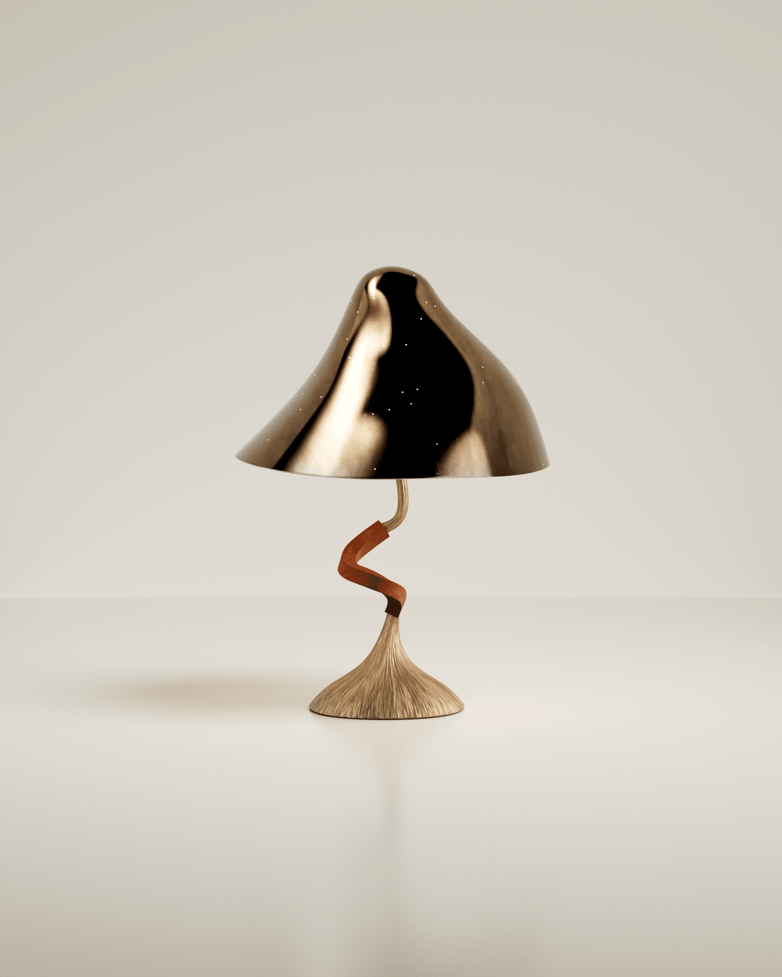 Shroom by Hamrei, made of Bronze and Glass, Polished Bronze version, picture 4