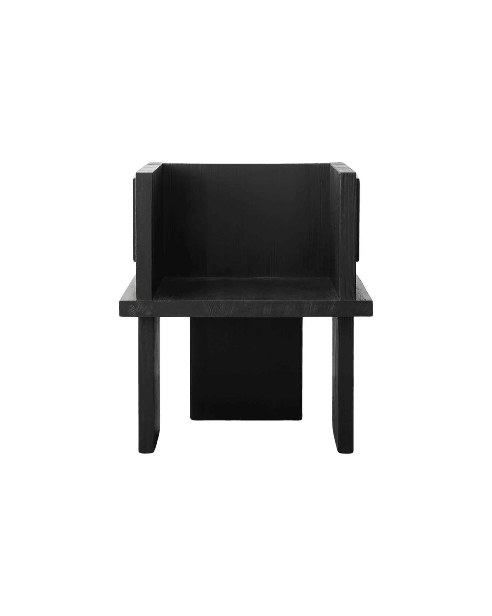 ItooRaba Lounge Chair by Sizar Alexis - dark pine armchair, thick blocky armrests and monolithic matte finish