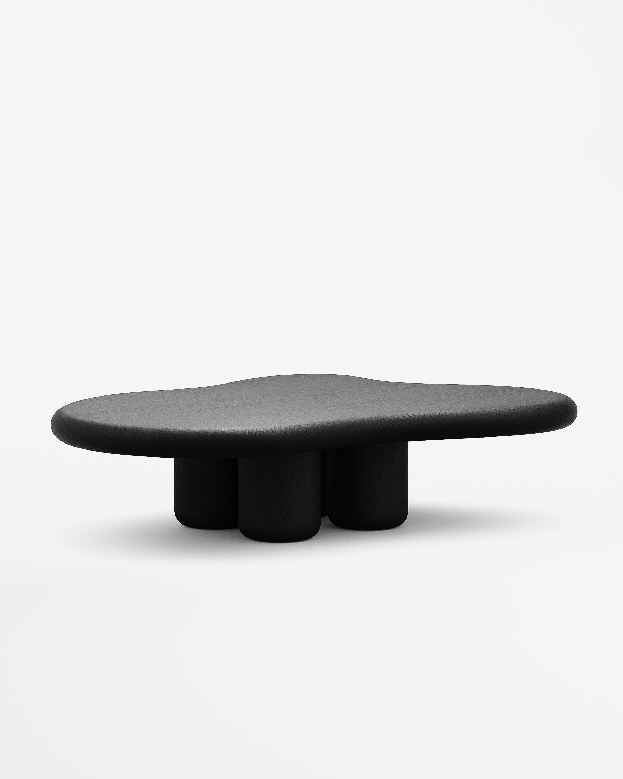 Klaksa Coffee Table in black steel and leather, The Lamb collection by Vova Naumov