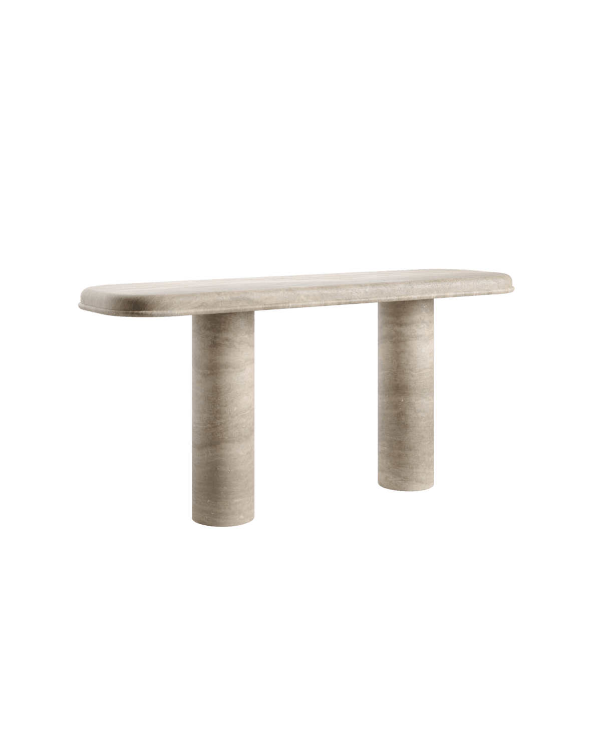Y Console by Kelly Boukobza - travertine stone console table with cylindrical legs, Y. collection