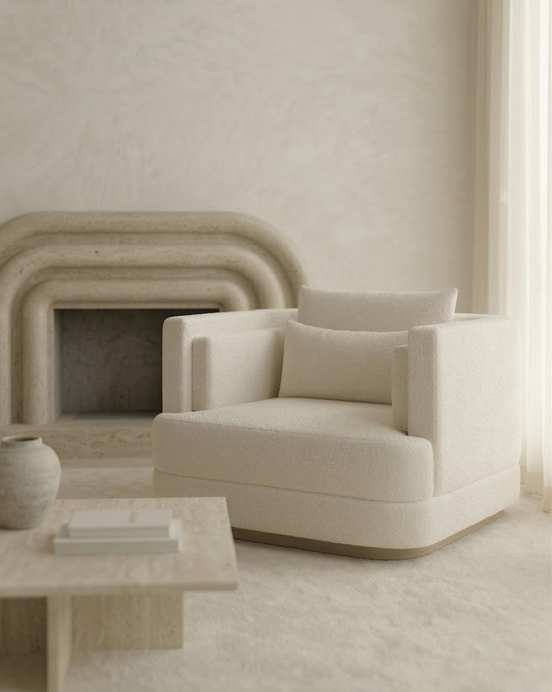 Y by Kelly Boukobza, made of Wood and , Ivory Bouclette version, picture 2