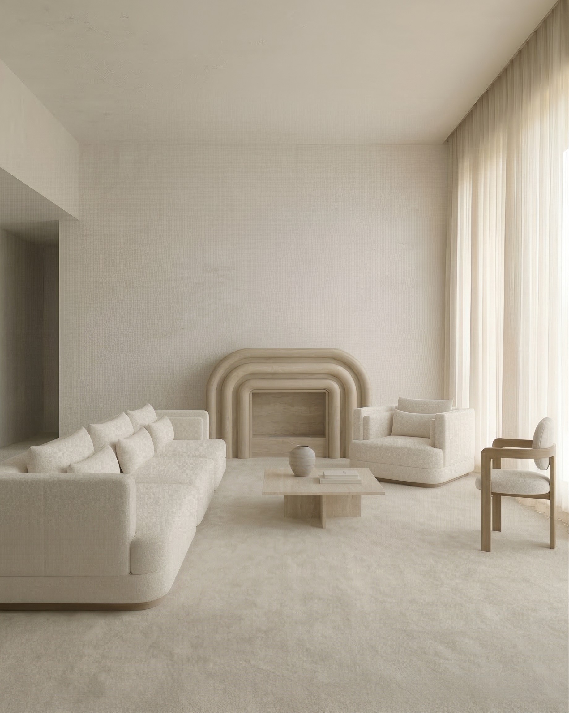 Y by Kelly Boukobza, made of Travertin and , Travertine version, picture 1