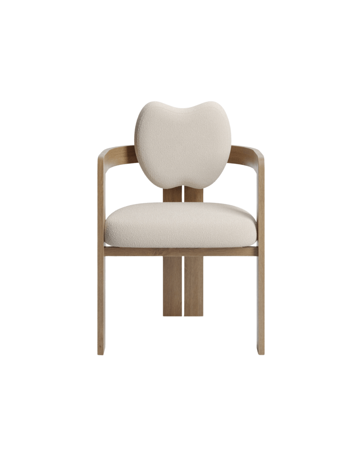 Y Yeti Chair by Kelly Boukobza - oak frame armchair with cloud-shaped bouclette backrest, Y. collection