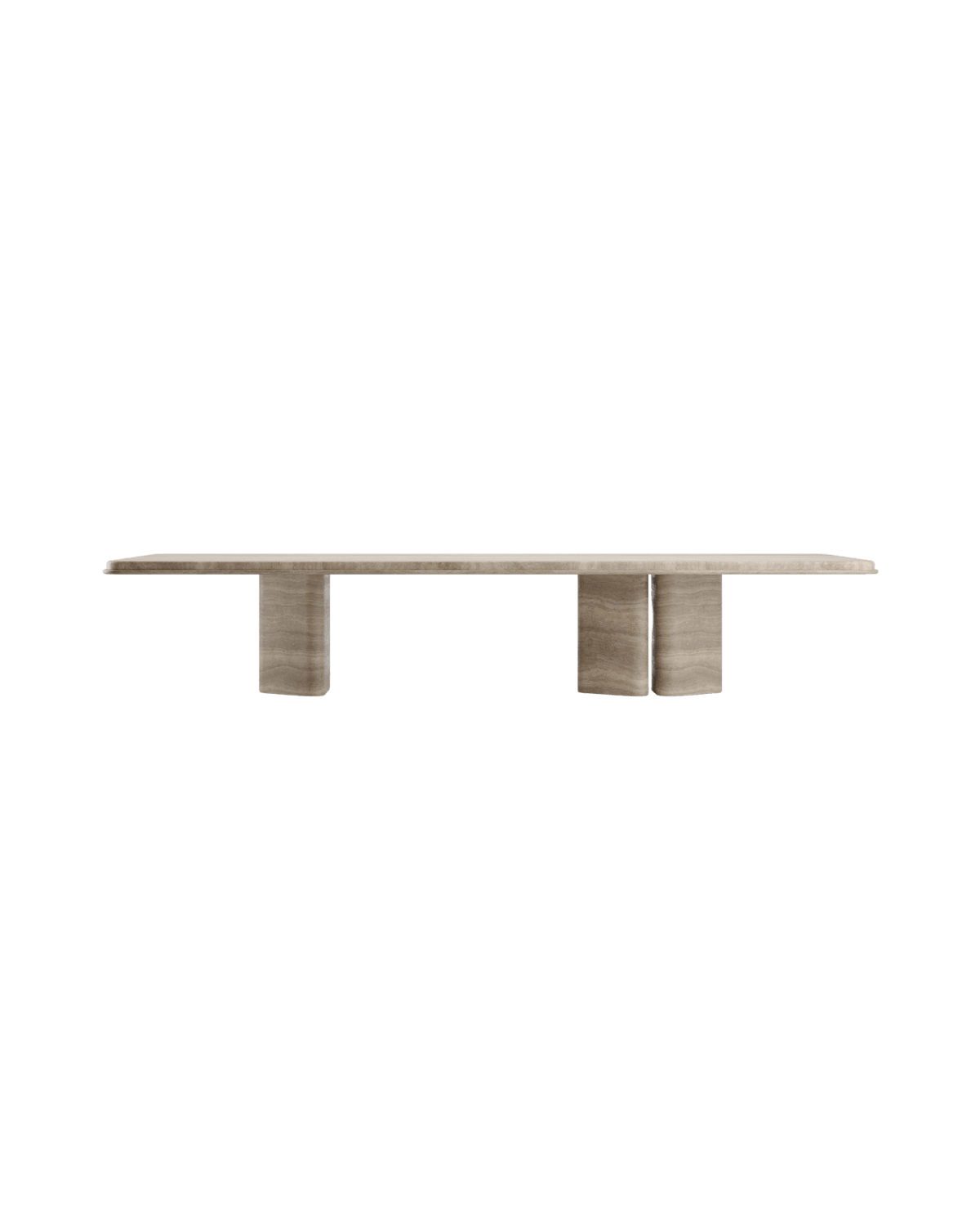 Y Yoki Dining Table by Kelly Boukobza - travertine stone table with block supports, Y. collection